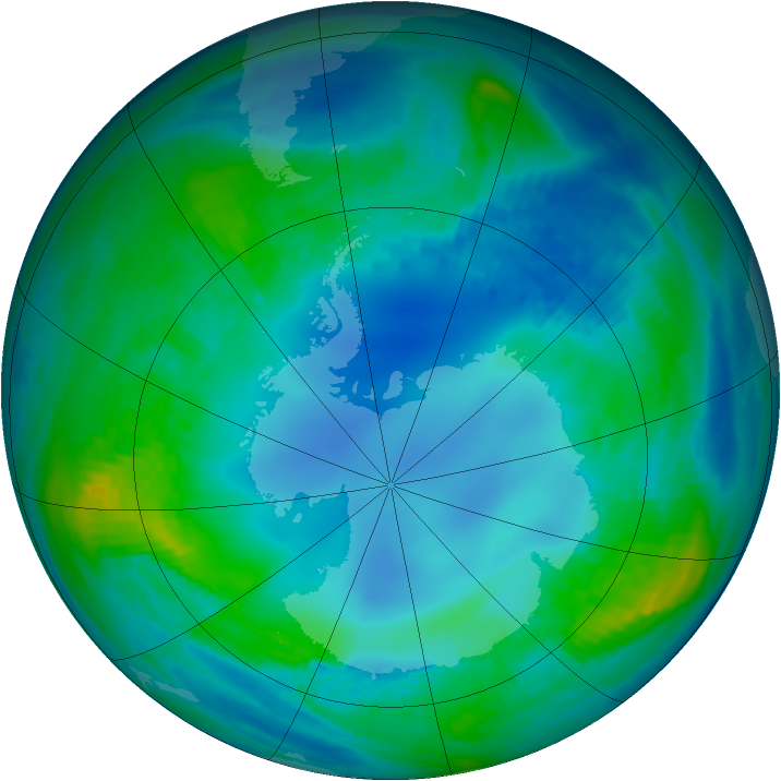 Antarctic ozone map for 10 May 1987